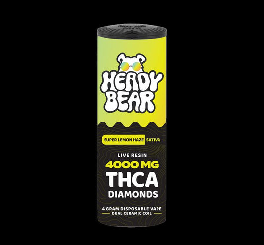New! Heady Bear - THCA Diamonds - Super Lemon Haze Vape (Sativa) 6pcs - Tree Spirit Wellness