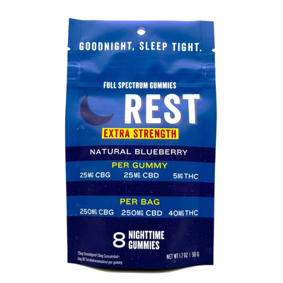 BakPak NEW! Rest Gummies Extra Strength CBD+CBG+THC 8ct. (55mg/Gummy)