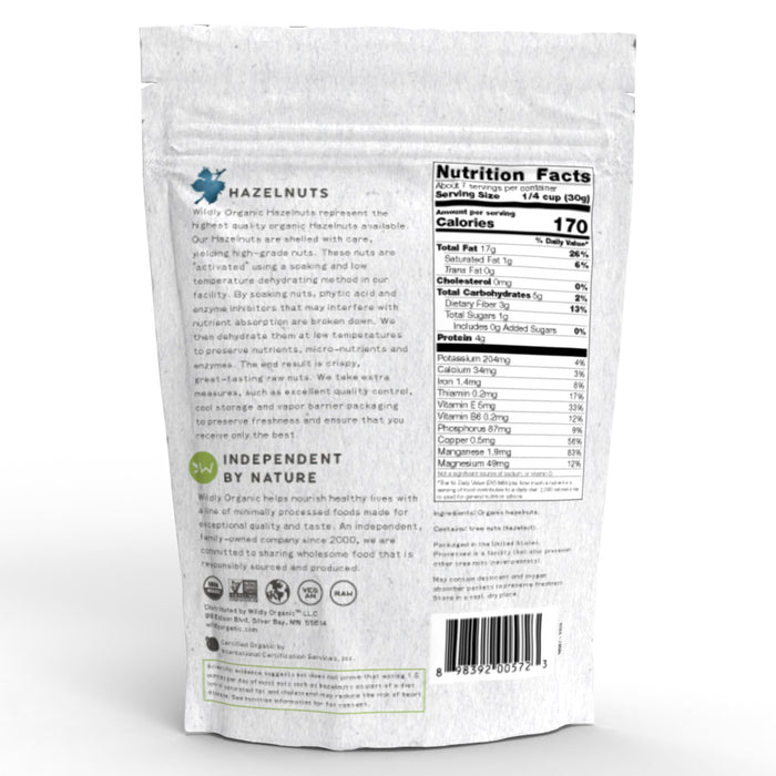 Nuts | Raw | Soaked & Dried | Certified Organic | Hazelnuts | 16 OZ - Tree Spirit Wellness