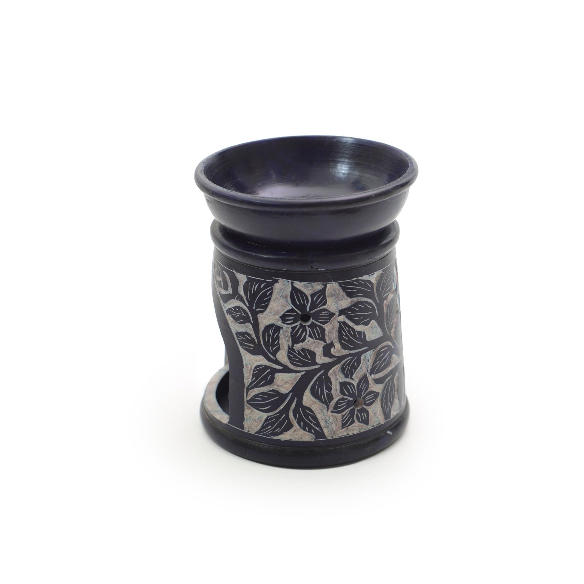 Oil Diffuser - Blue Soapstone Oil Burner Blue Rose 4.5" - Tree Spirit Wellness