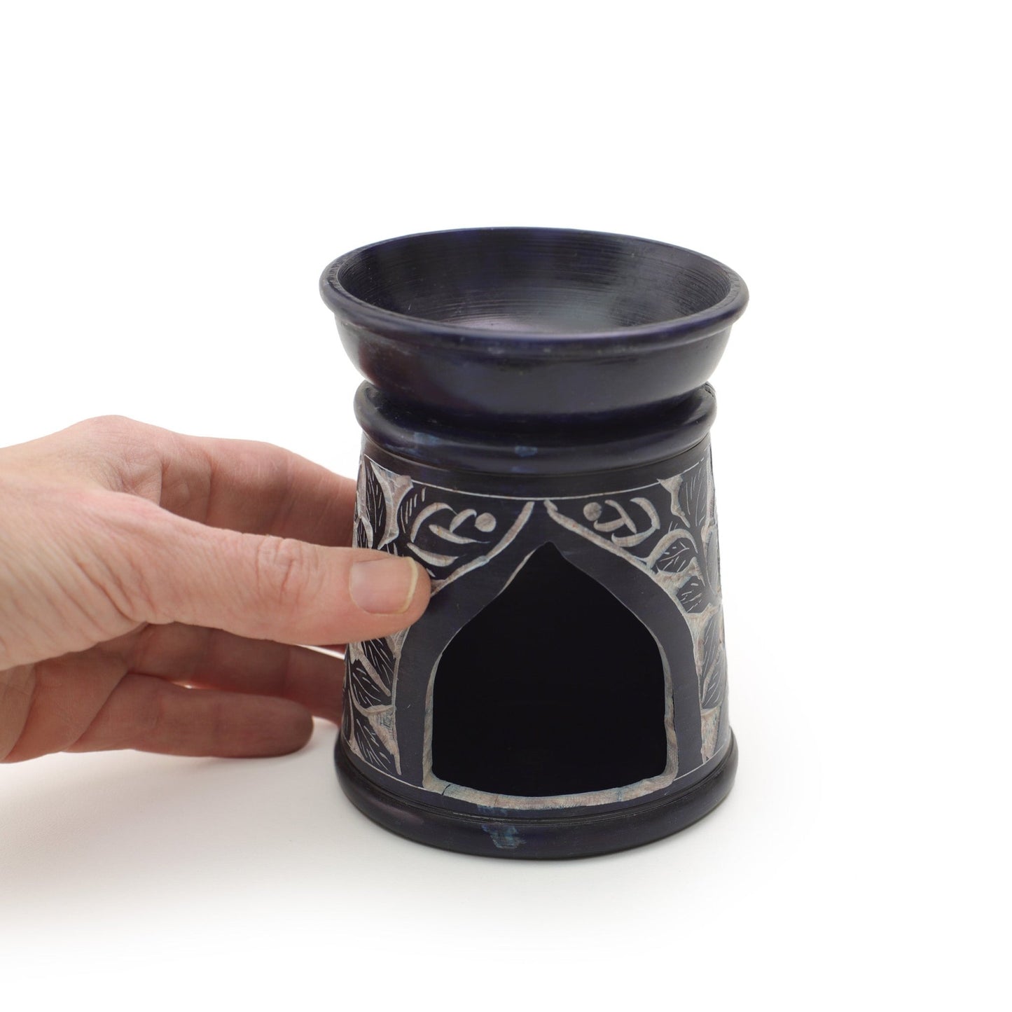 Oil Diffuser - Blue Soapstone Oil Burner Blue Rose 4.5" - Tree Spirit Wellness