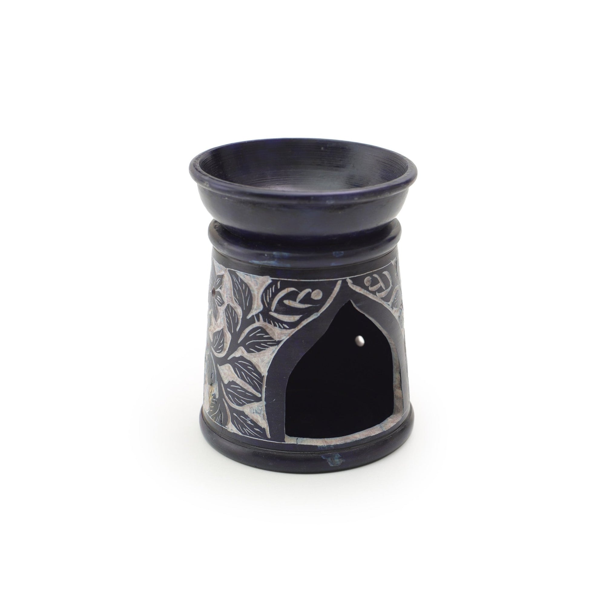 Oil Diffuser - Blue Soapstone Oil Burner Blue Rose 4.5" - Tree Spirit Wellness