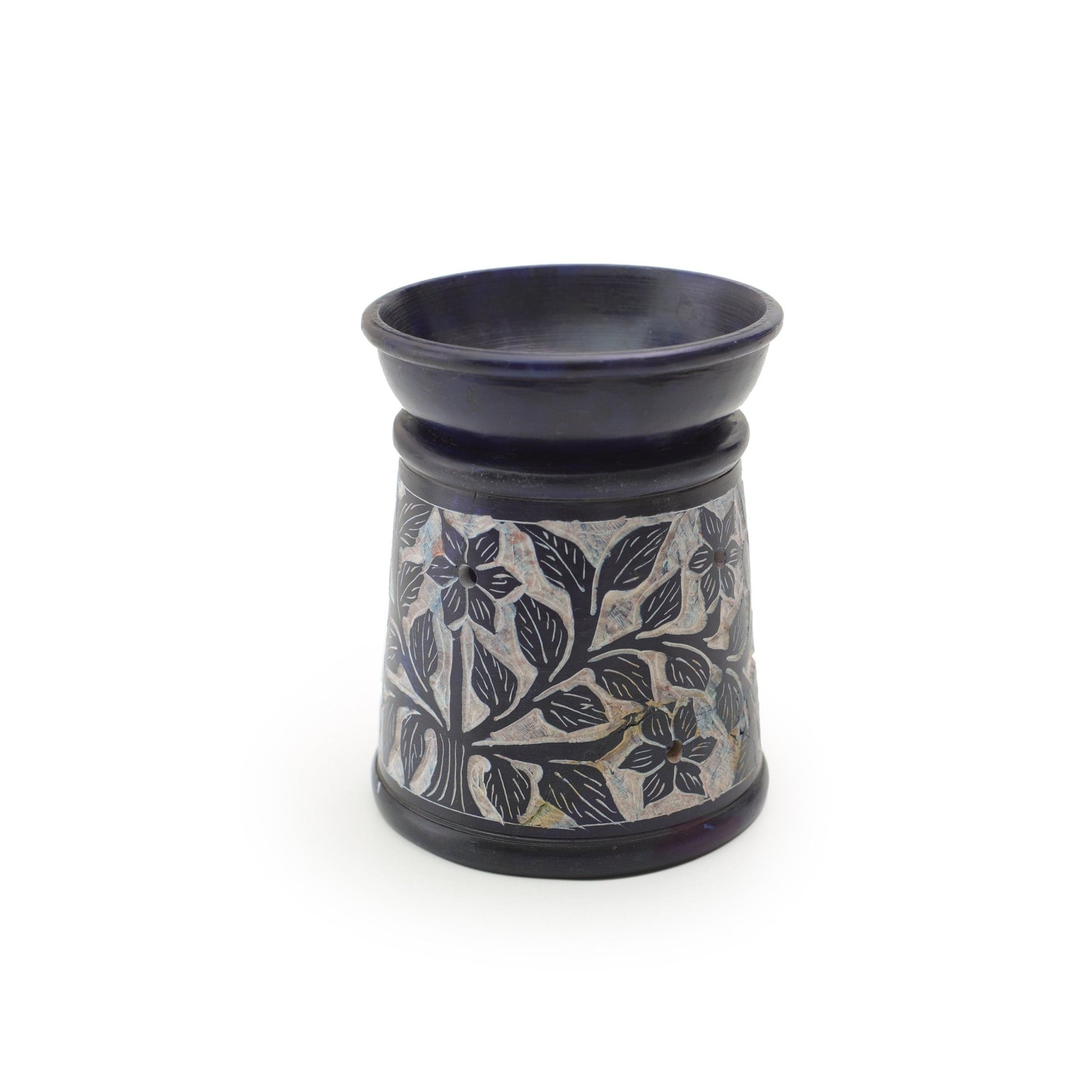 Oil Diffuser - Blue Soapstone Oil Burner Blue Rose 4.5" - Tree Spirit Wellness