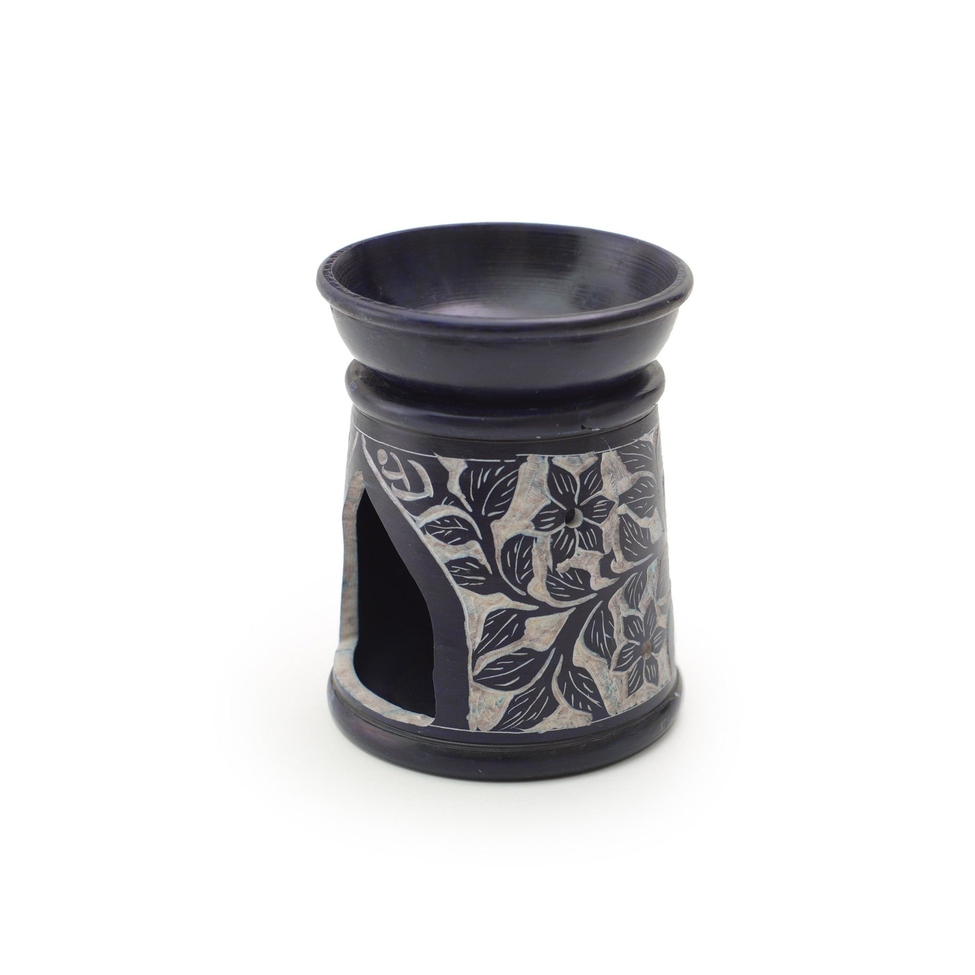 Oil Diffuser - Blue Soapstone Oil Burner Blue Rose 4.5" - Tree Spirit Wellness