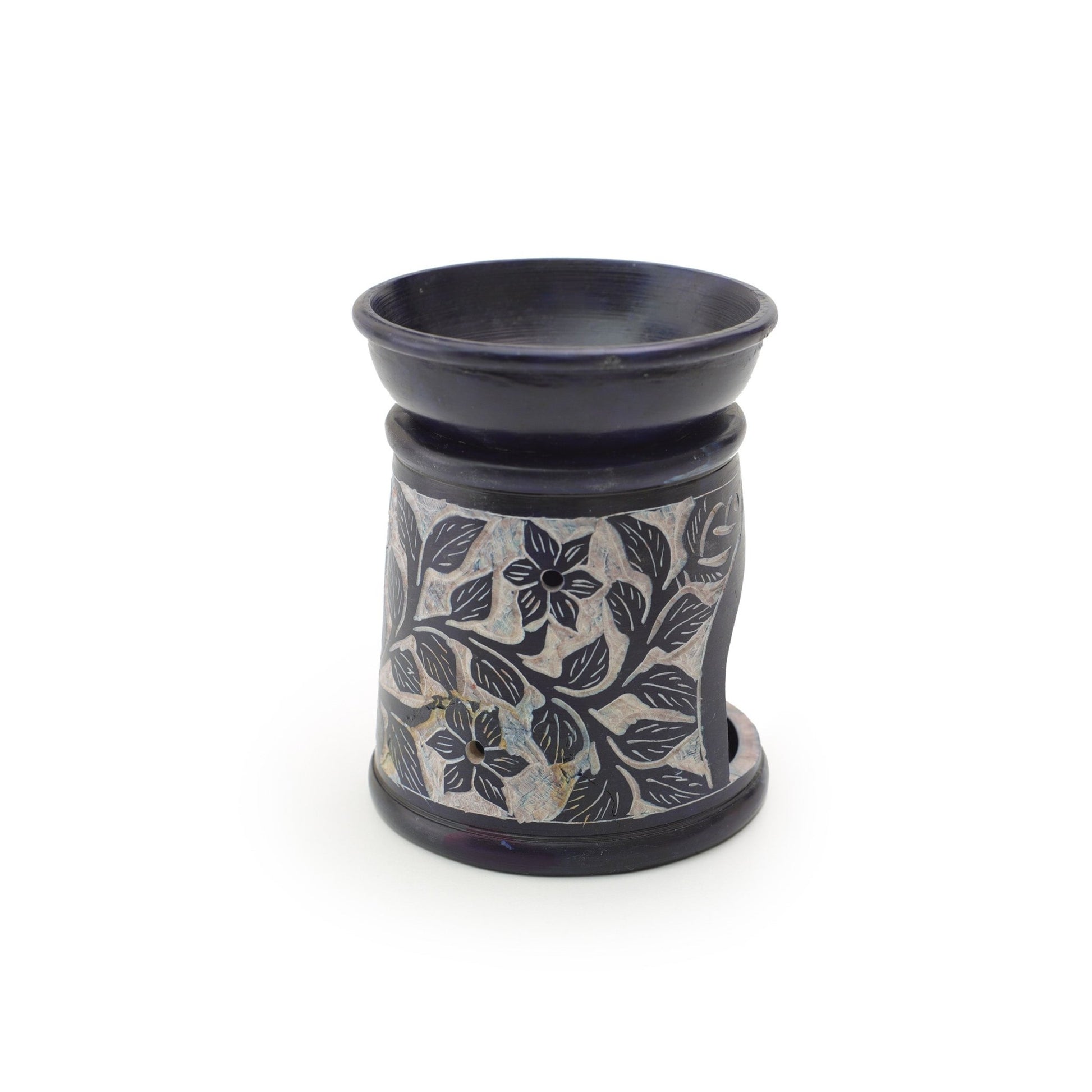 Oil Diffuser - Blue Soapstone Oil Burner Blue Rose 4.5" - Tree Spirit Wellness