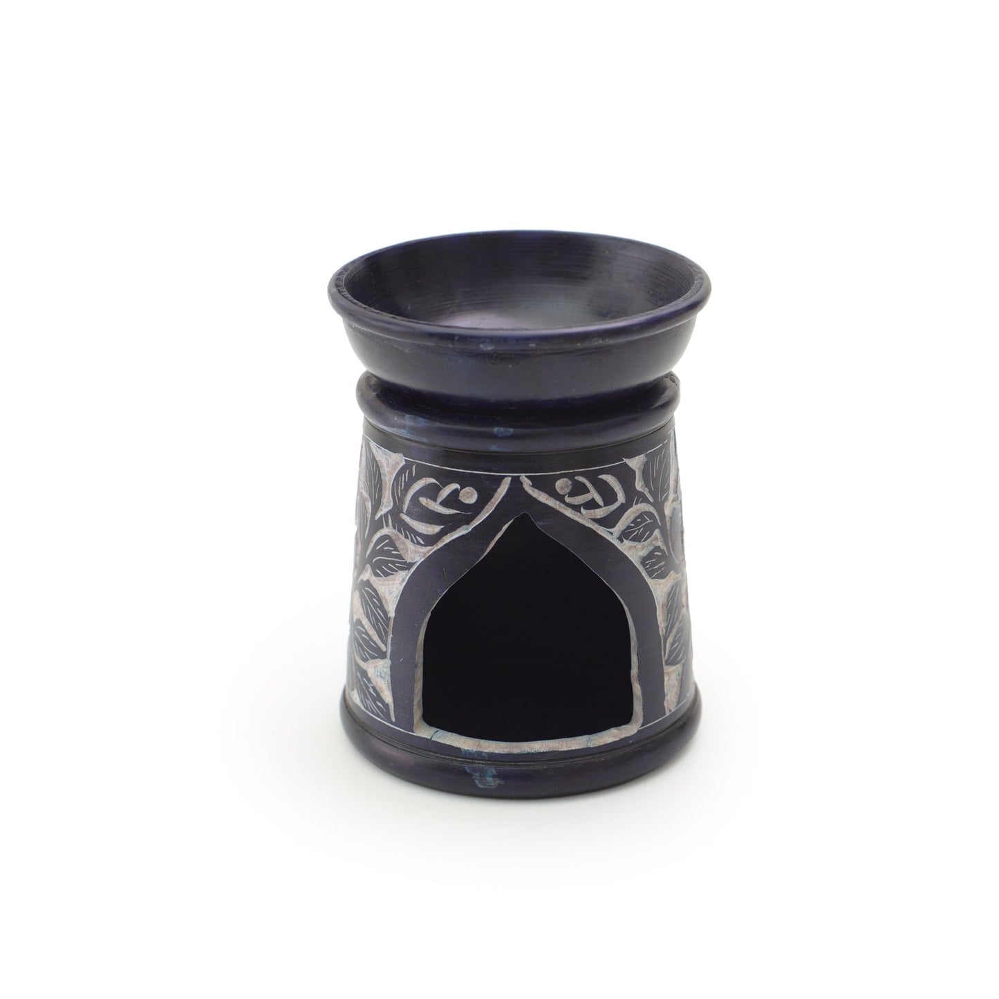 Oil Diffuser - Blue Soapstone Oil Burner Blue Rose 4.5" - Tree Spirit Wellness