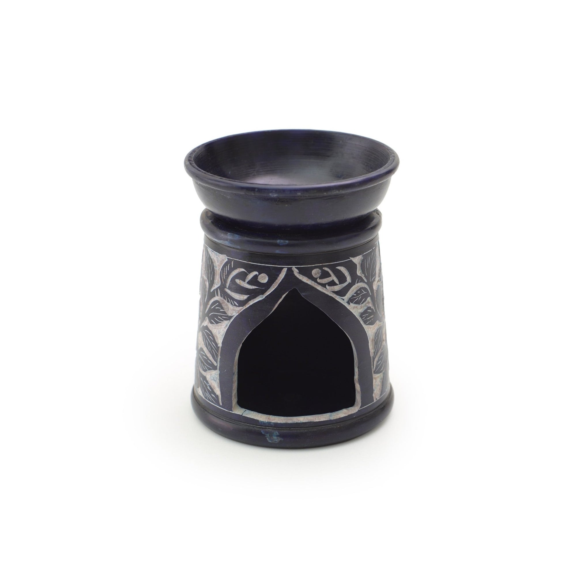 Oil Diffuser - Blue Soapstone Oil Burner Blue Rose 4.5" - Tree Spirit Wellness