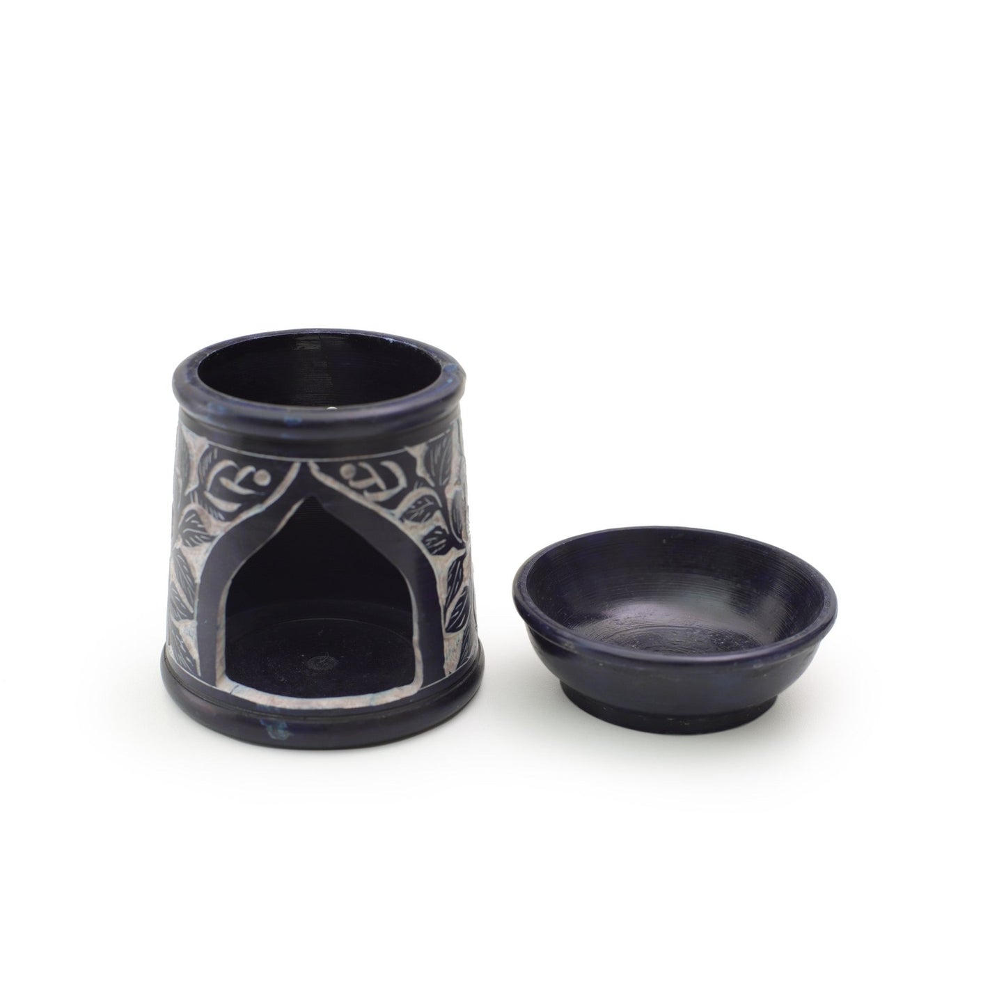 Oil Diffuser - Blue Soapstone Oil Burner Blue Rose 4.5" - Tree Spirit Wellness