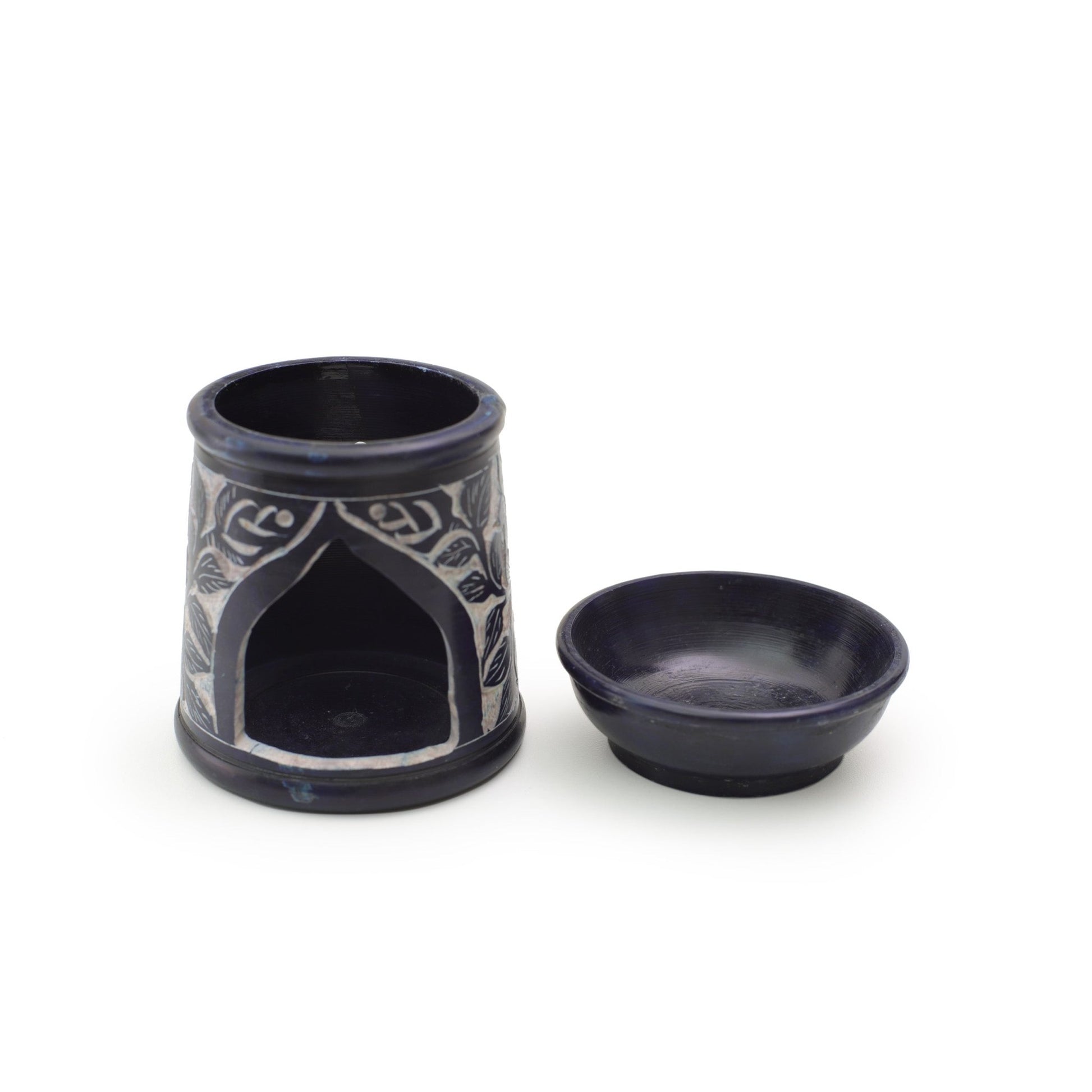 Oil Diffuser - Blue Soapstone Oil Burner Blue Rose 4.5" - Tree Spirit Wellness