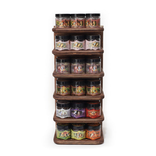 Prabhuji Display Rack - Herbal Resin Incense - Basic and Intention Lines - 36 Jars 2.4oz - Tree Spirit Wellness