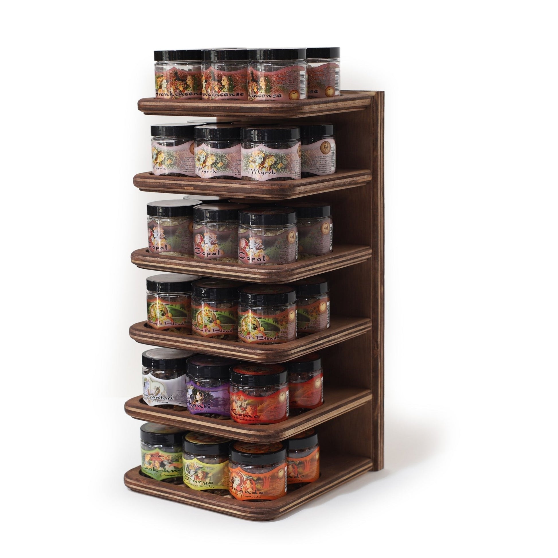 Prabhuji Display Rack - Herbal Resin Incense - Basic and Intention Lines - 36 Jars 2.4oz - Tree Spirit Wellness