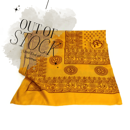 Prabhuji Meditation Yoga Prayer Shawl - Mantra Om - Yellow Large - Tree Spirit Wellness