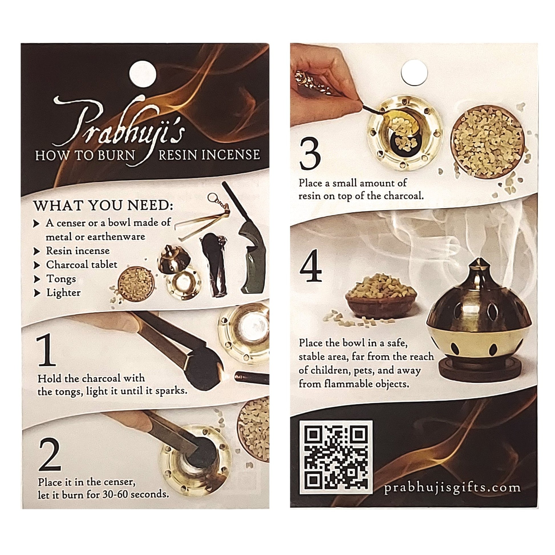 Resin Incense - how to burn instructions - tear - off 100 sheet pad - Shelf talker - Tree Spirit Wellness