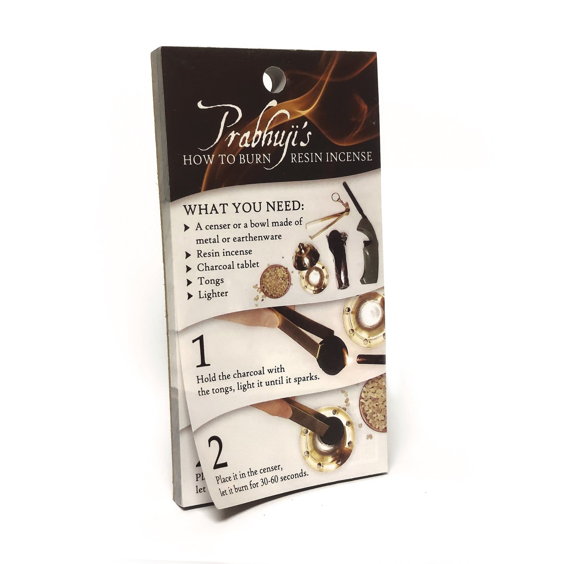 Resin Incense - how to burn instructions - tear - off 100 sheet pad - Shelf talker - Tree Spirit Wellness