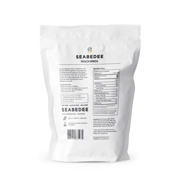 Seabedee Peach Ring Gummies 300mg Cannabinoids - Tree Spirit Wellness