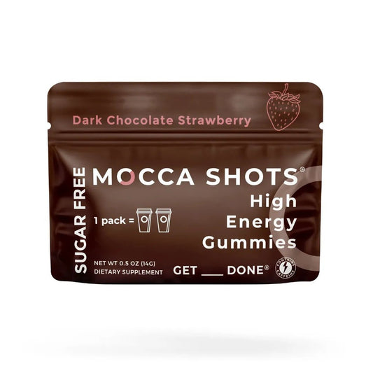 SUGAR FREE Mocca Shots Energy Gummies Chocolate Strawberry (12 - Pack) - Tree Spirit Wellness