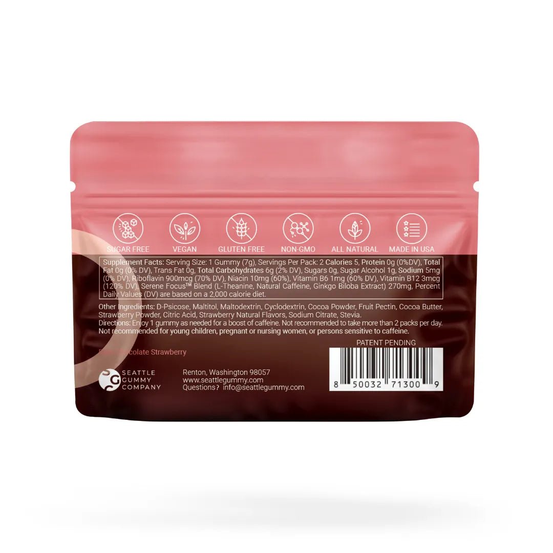 SUGAR FREE Mocca Shots Energy Gummies Chocolate Strawberry (12 - Pack) - Tree Spirit Wellness