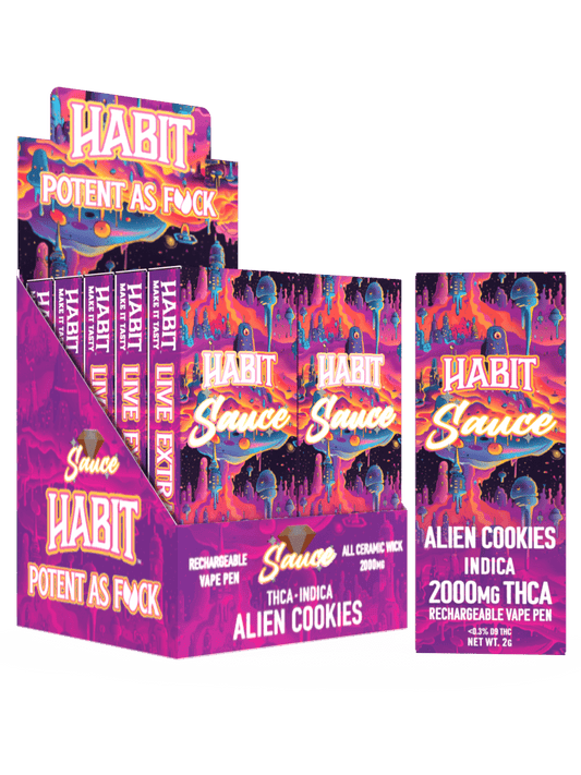 THCA Disposable Rechargeable Vape - Alien Cookies 2g (Hybrid) 10pk - Tree Spirit Wellness