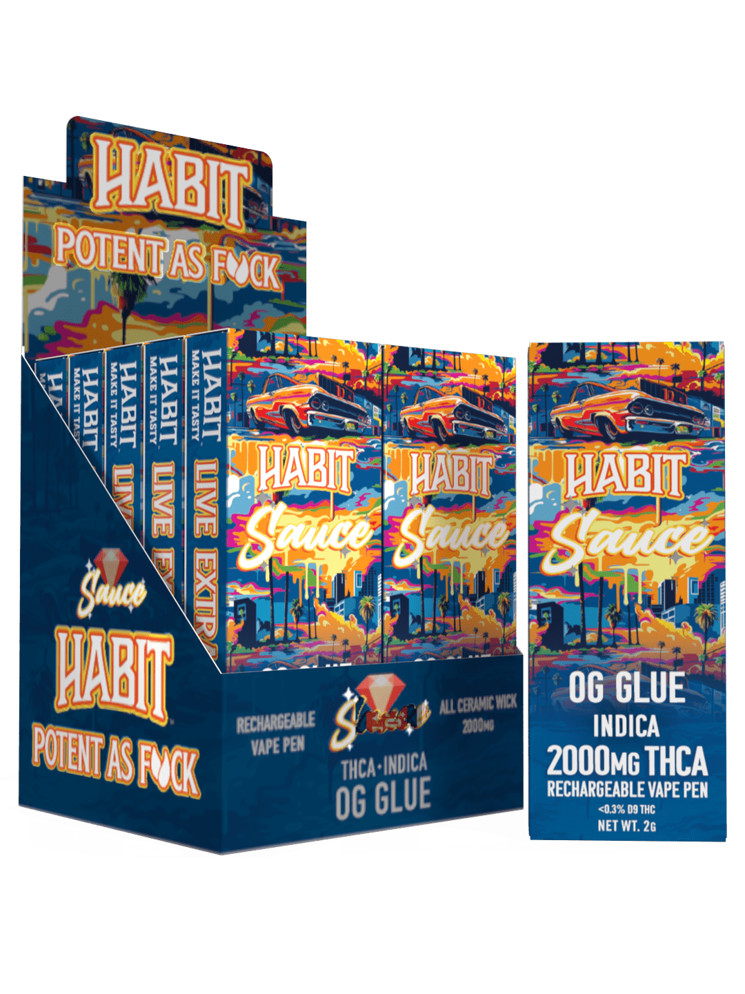 THCA Disposable Rechargeable Vape - OG Glue 2g (Indica) 10pk - Tree Spirit Wellness