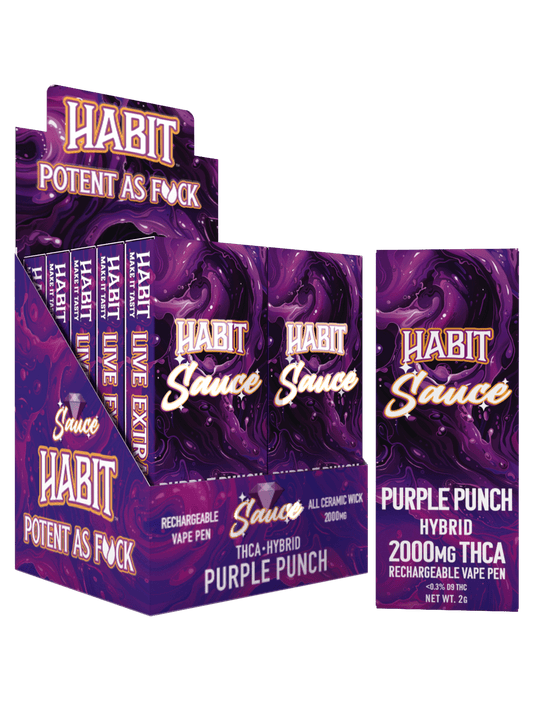 THCA Disposable Rechargeable Vape - Purple Punch 2g (Hybrid) 10pk - Tree Spirit Wellness