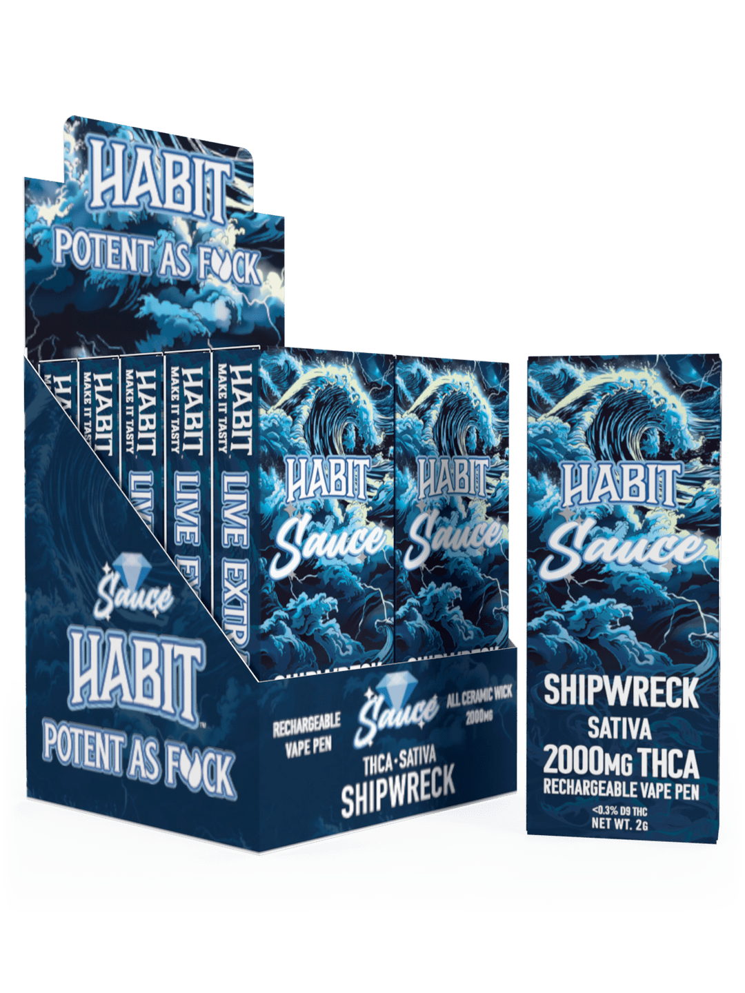 THCA Disposable Rechargeable Vape - Shipwreck 2g (Sativa) 10pk - Tree Spirit Wellness