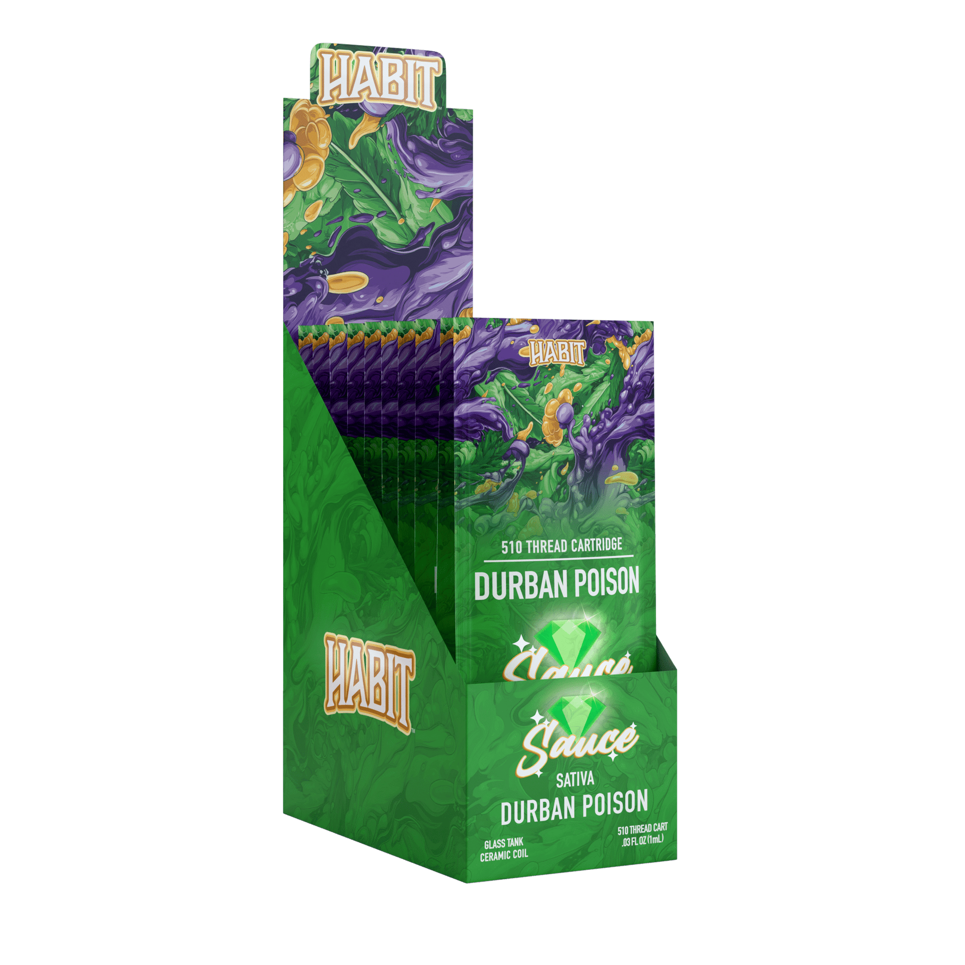 THCA Live Resin 510 Cartridge – Durban Poison 1g (Sativa) - 10 Pack - Tree Spirit Wellness