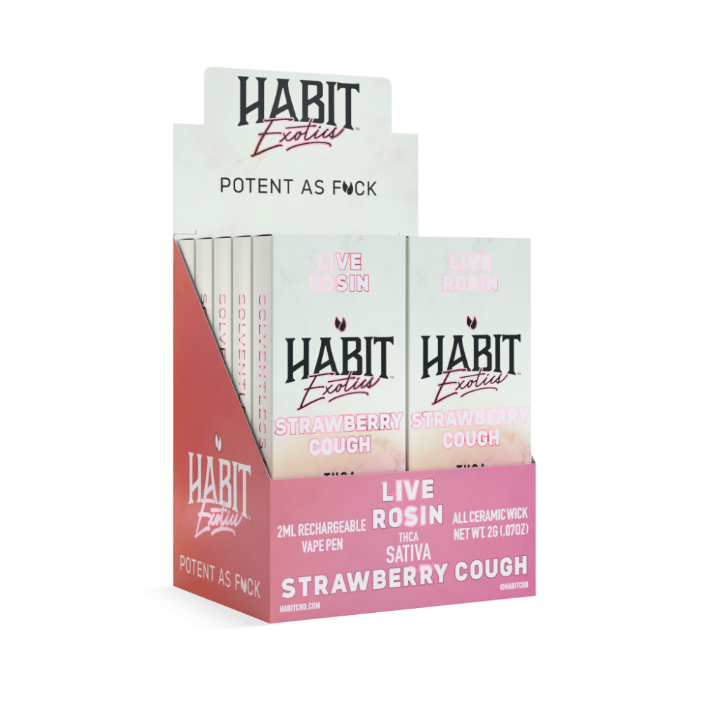 THCA Live Rosin Rechargeable Vape - Strawberry Cough 2g (Sativa) - 10 Pack - Tree Spirit Wellness