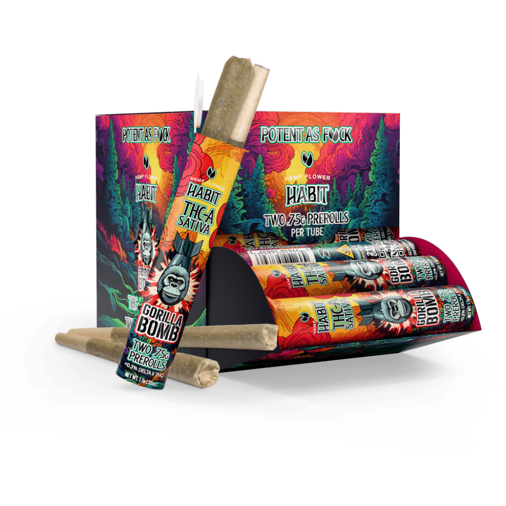 THCA.75g PRE - Rolls 2Pk Gorilla Bomb (Sativa) Case of 20 - Tree Spirit Wellness