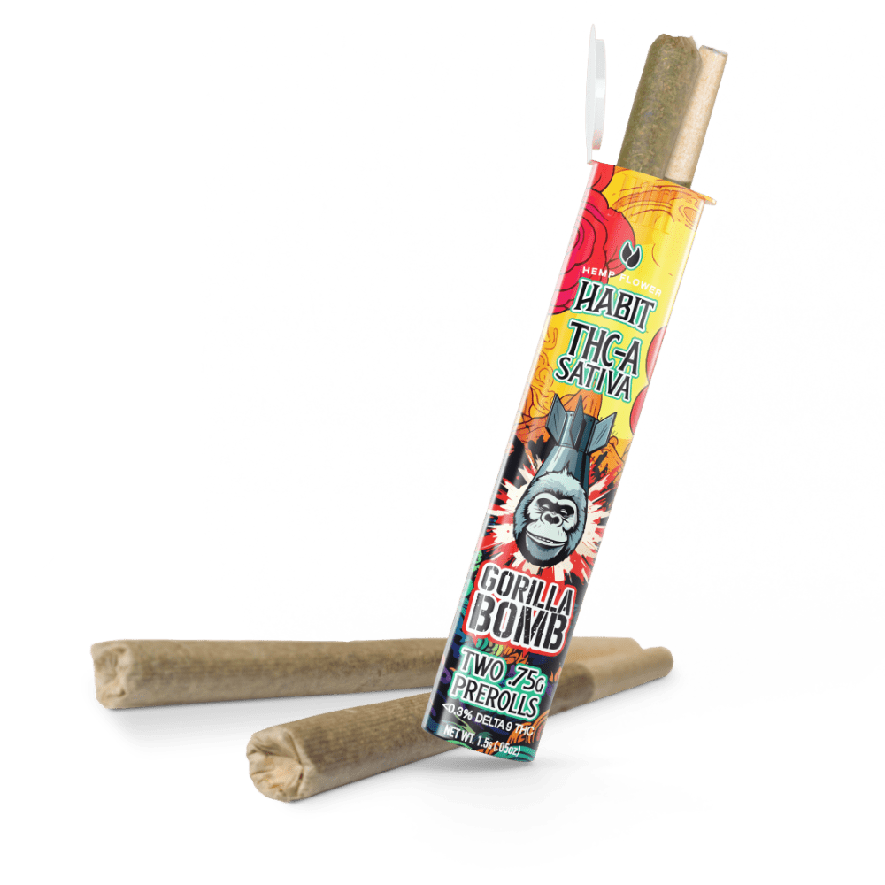 THCA.75g PRE - Rolls 2Pk Gorilla Bomb (Sativa) Case of 20 - Tree Spirit Wellness