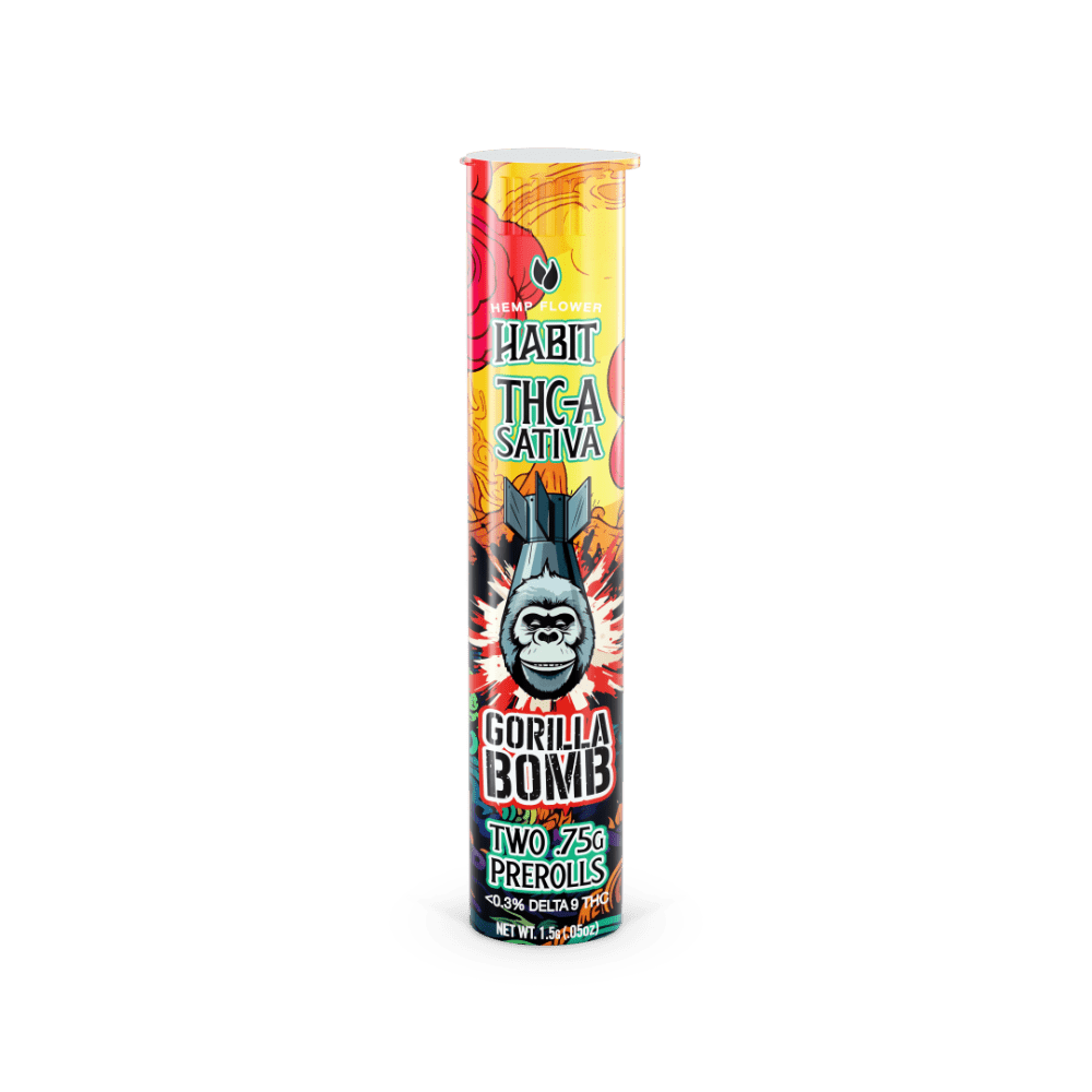 THCA.75g PRE - Rolls 2Pk Gorilla Bomb (Sativa) Case of 20 - Tree Spirit Wellness