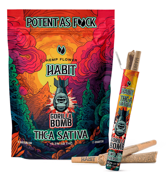 THCA.75g PRE - Rolls 2Pk Gorilla Bomb (Sativa)Case of 10 - Tree Spirit Wellness