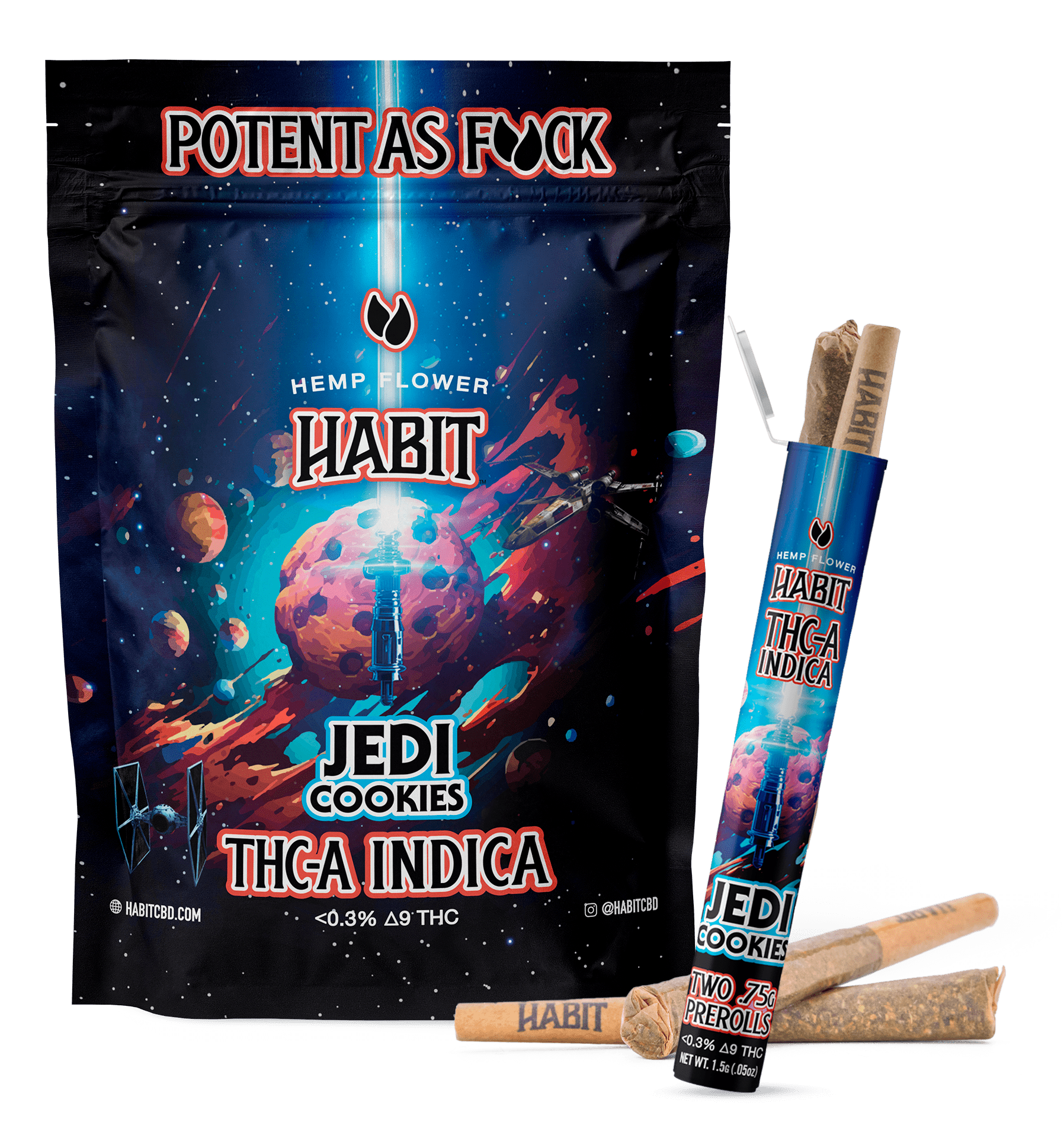 THCA.75g PRE - Rolls 2Pk Jedi Cookies (Indica) Case of 10 - Tree Spirit Wellness