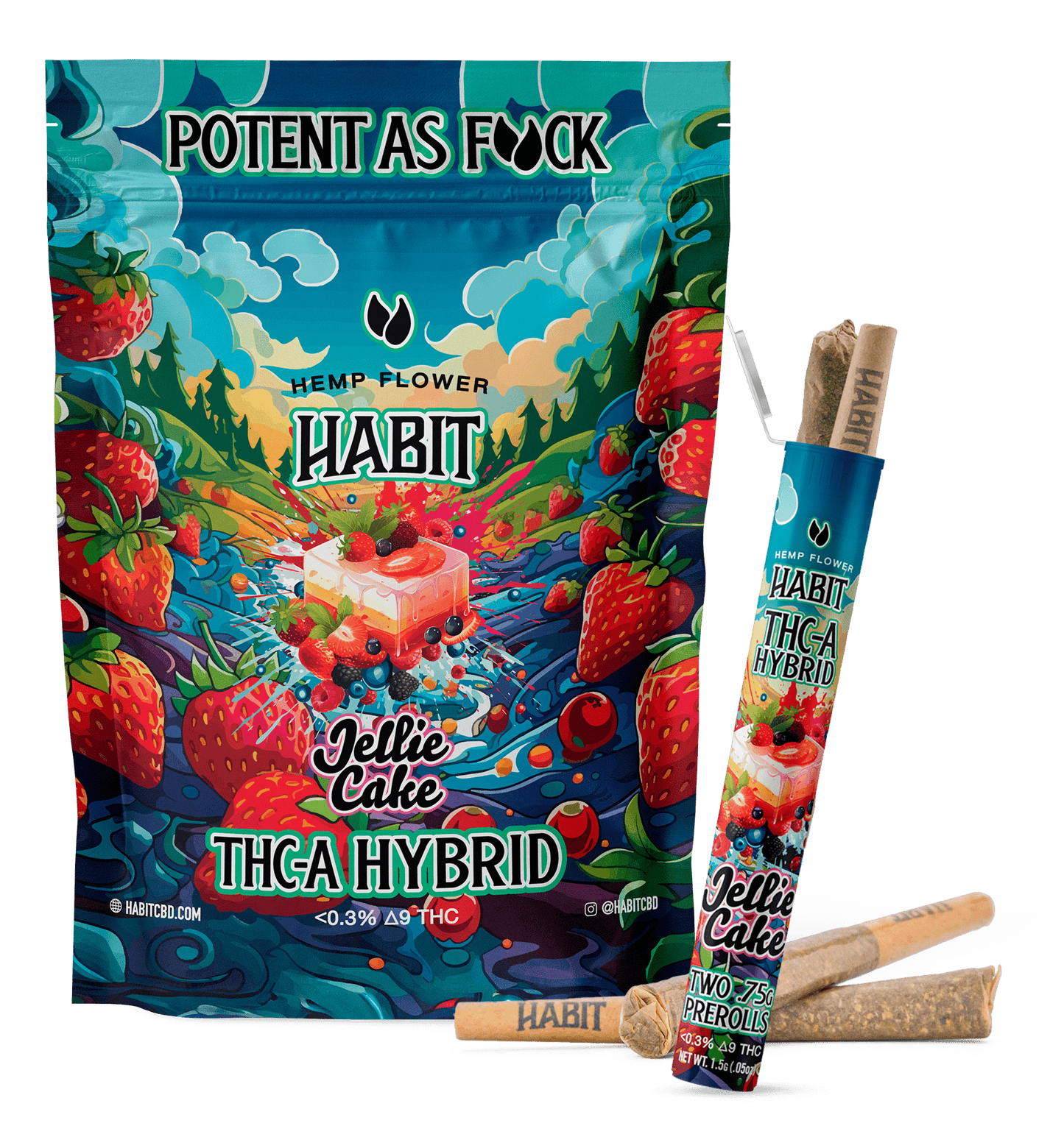 THCA.75g PRE - Rolls 2Pk Jellie cake (Hybrid) Case of 10 - Tree Spirit Wellness