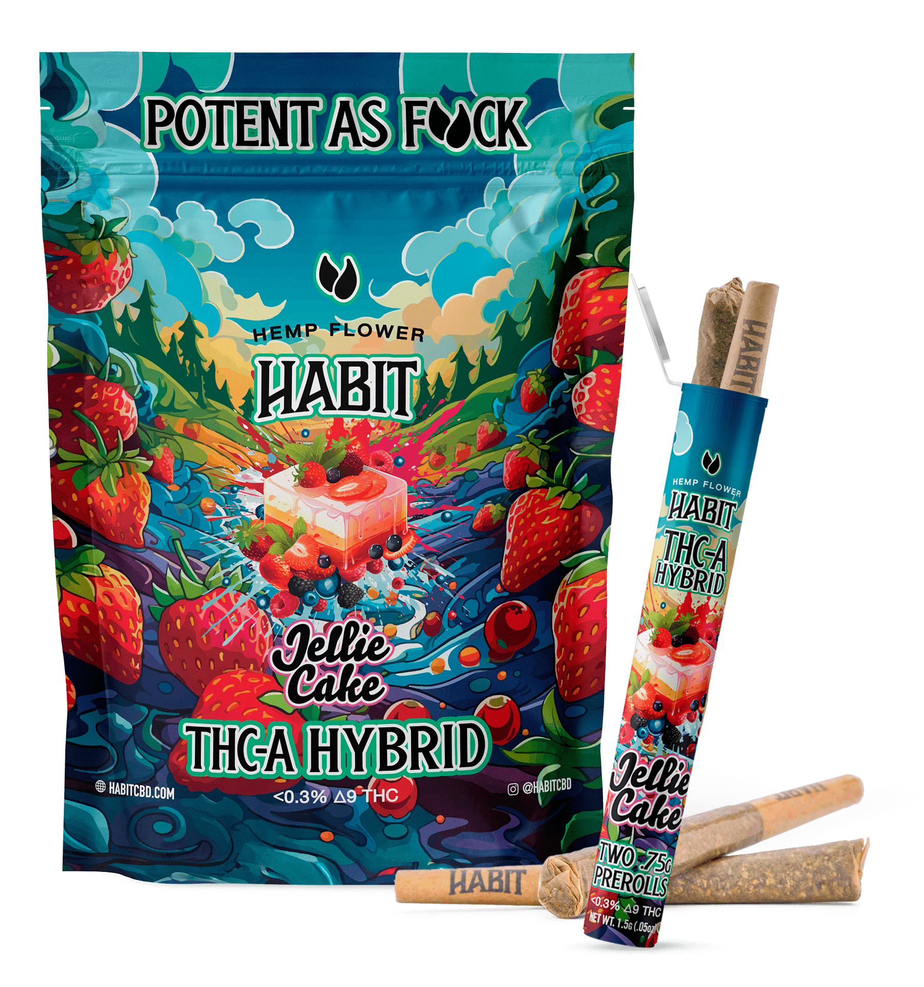 THCA.75g PRE - Rolls 2Pk Jellie cake (Hybrid) Case of 10 - Tree Spirit Wellness