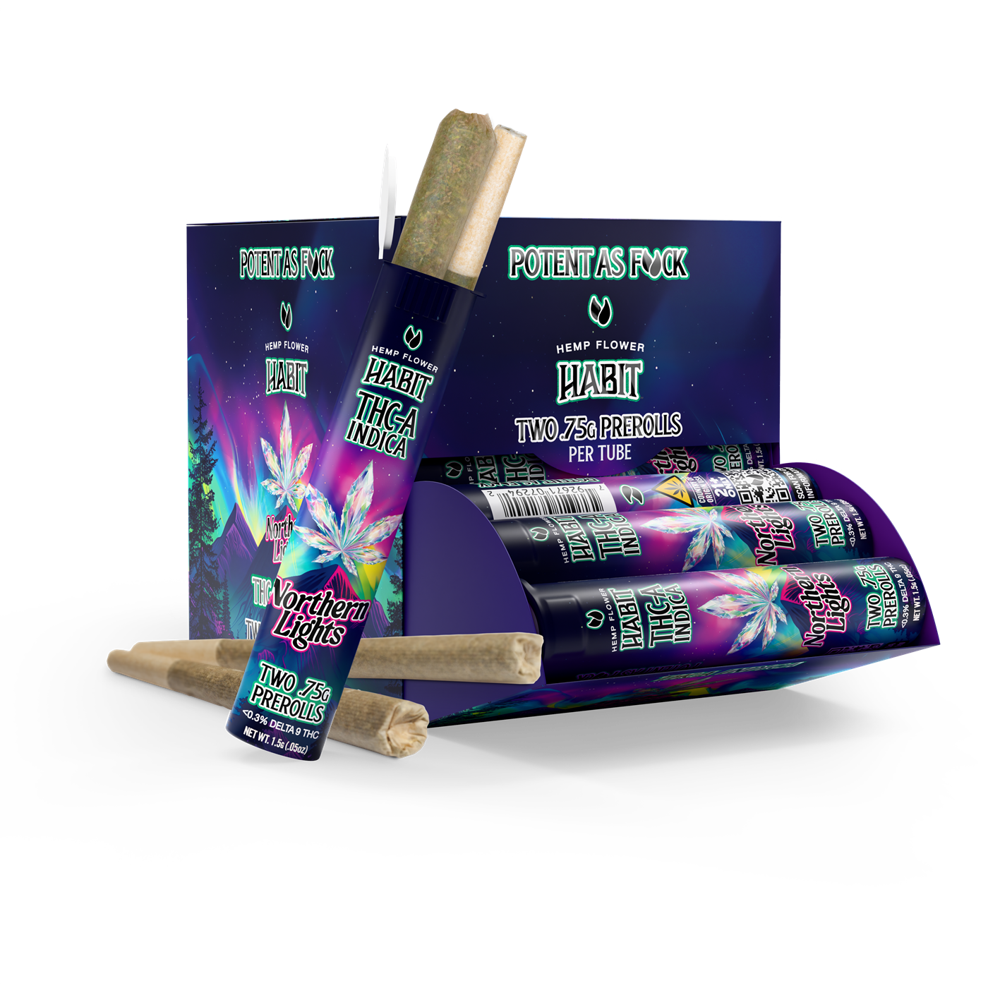 THCA.75g PRE - Rolls 2Pk Northern Lights (Indica) Case of 20 - Tree Spirit Wellness