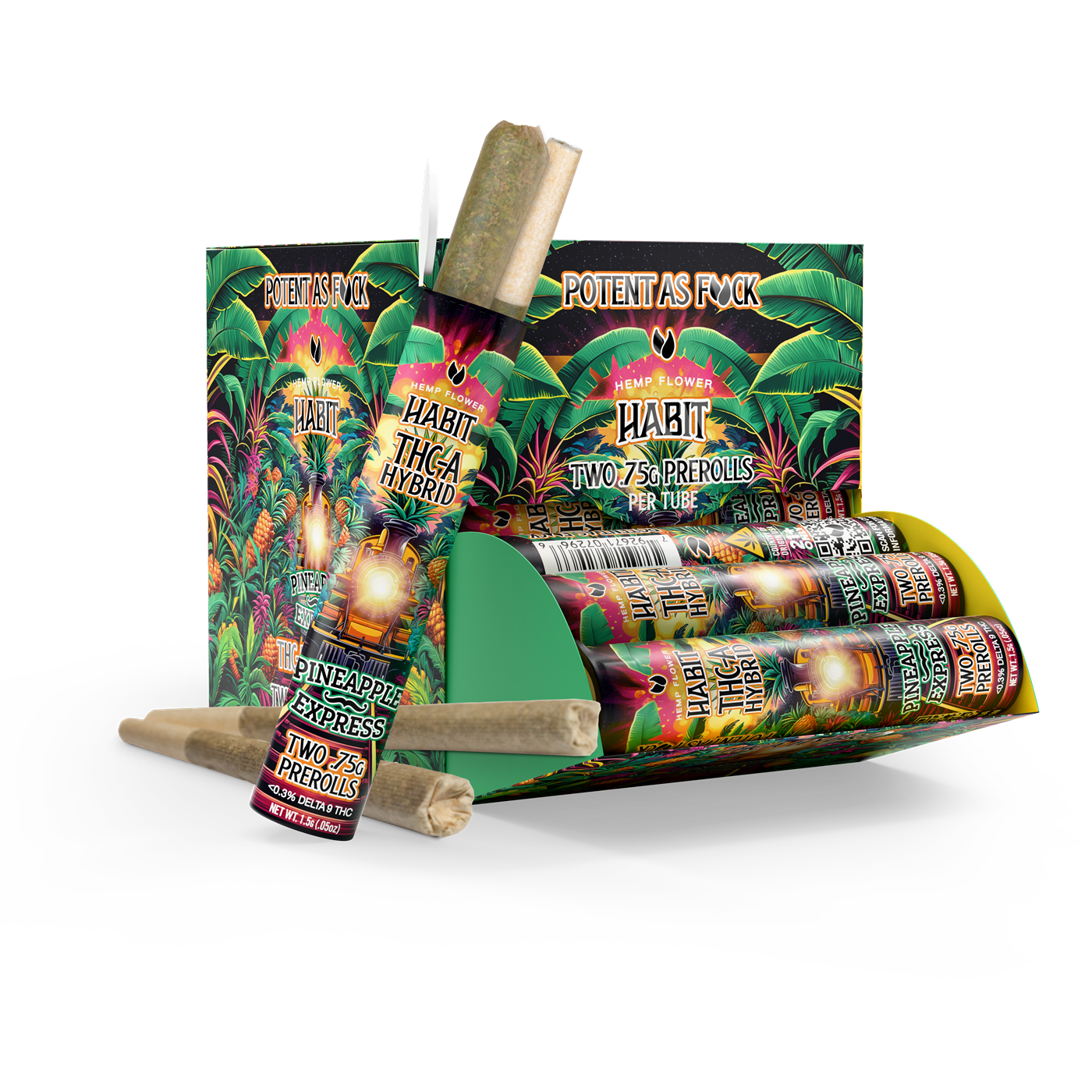 THCA.75g PRE - Rolls 2Pk Pineapple Express (Hybrid) Case of 20 - Tree Spirit Wellness