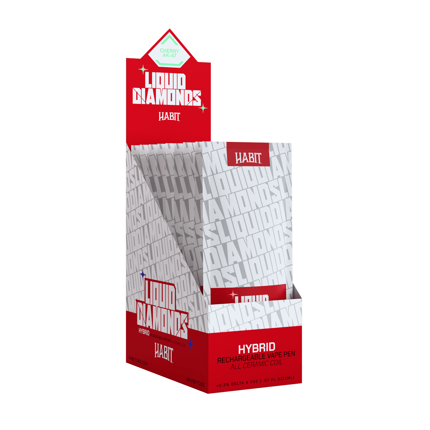 THCP Liquid Diamonds - Cherry AK - 47 2g Rechargeable Vape (Hybrid) - 10 Pack - Tree Spirit Wellness