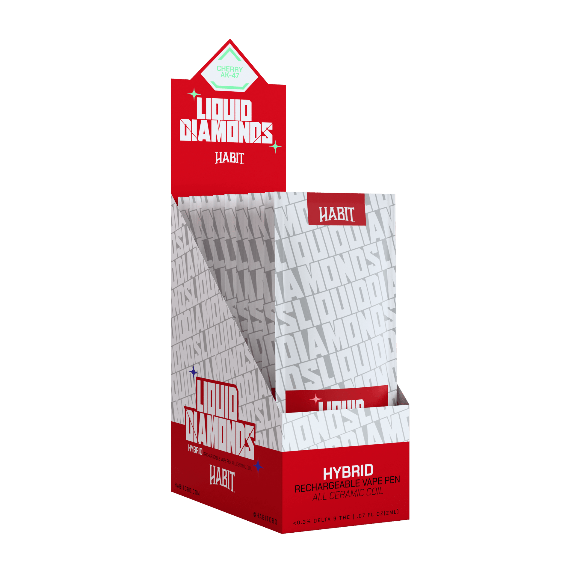 THCP Liquid Diamonds - Cherry AK - 47 2g Rechargeable Vape (Hybrid) - 10 Pack - Tree Spirit Wellness