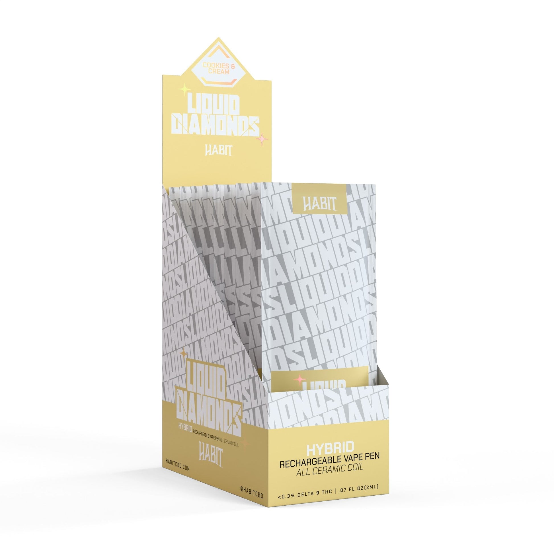 THCP Liquid Diamonds - Cookies & Cream 2000 mg Rechargeable Vape 10 Pack - Tree Spirit Wellness