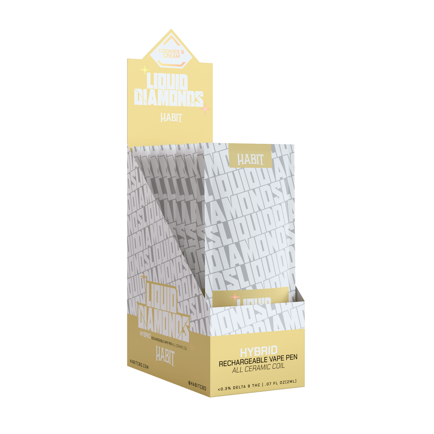 THCP Liquid Diamonds - Cookies & Cream 2g Rechargeable Vape (Hybrid) - 10 Pack - Tree Spirit Wellness