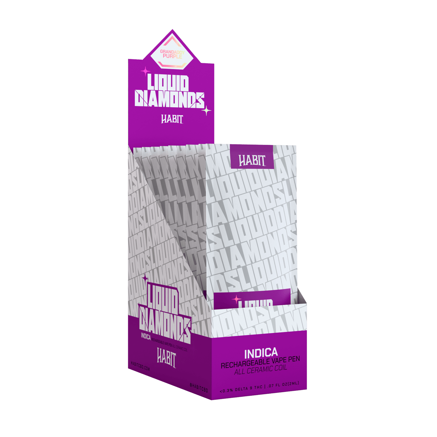 THCP Liquid Diamonds - Granddaddy Purps 2g Rechargeable Vape (Indica) - 10 Pack - Tree Spirit Wellness