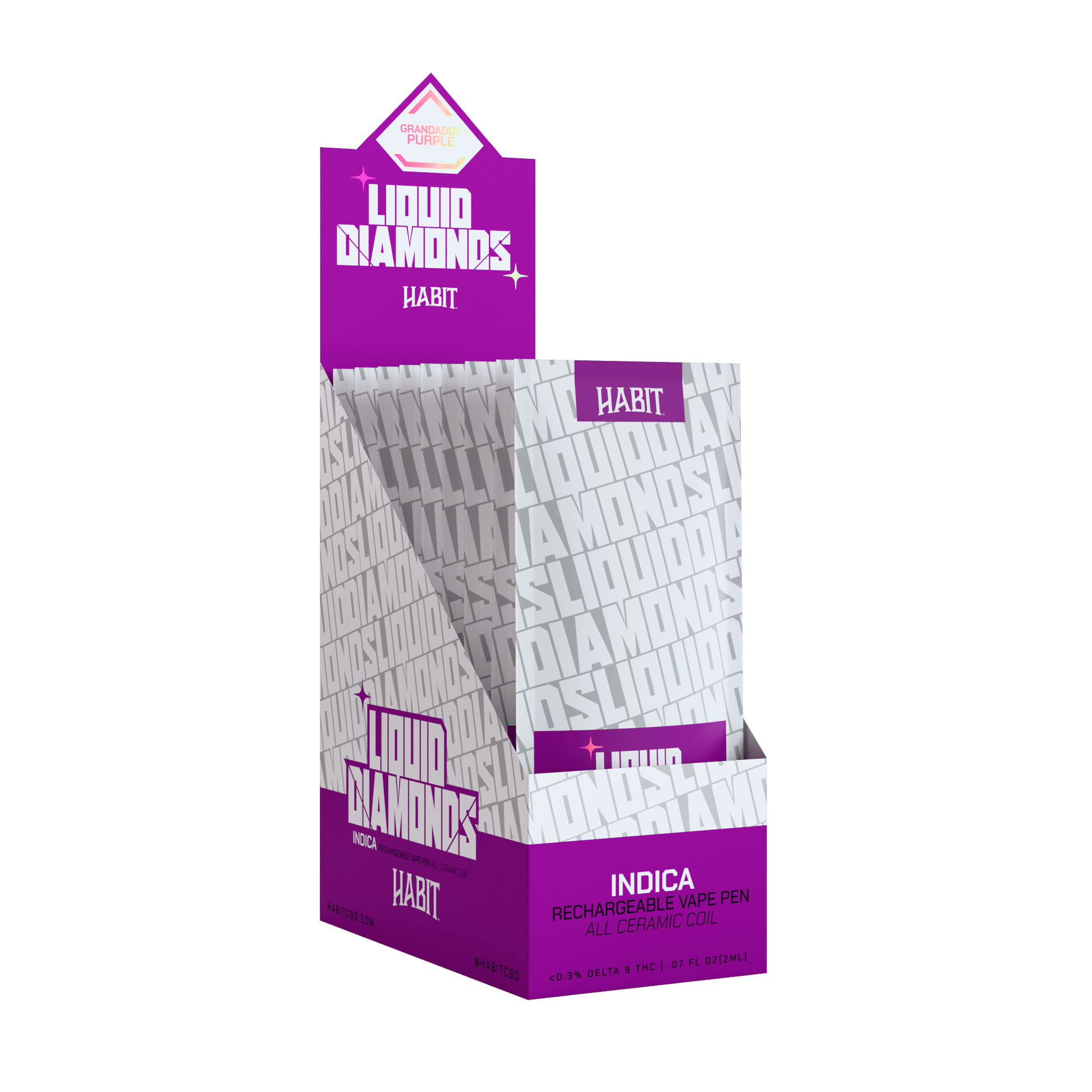 THCP Liquid Diamonds - Granddaddy Purps 2g Rechargeable Vape (Indica) - 10 Pack - Tree Spirit Wellness