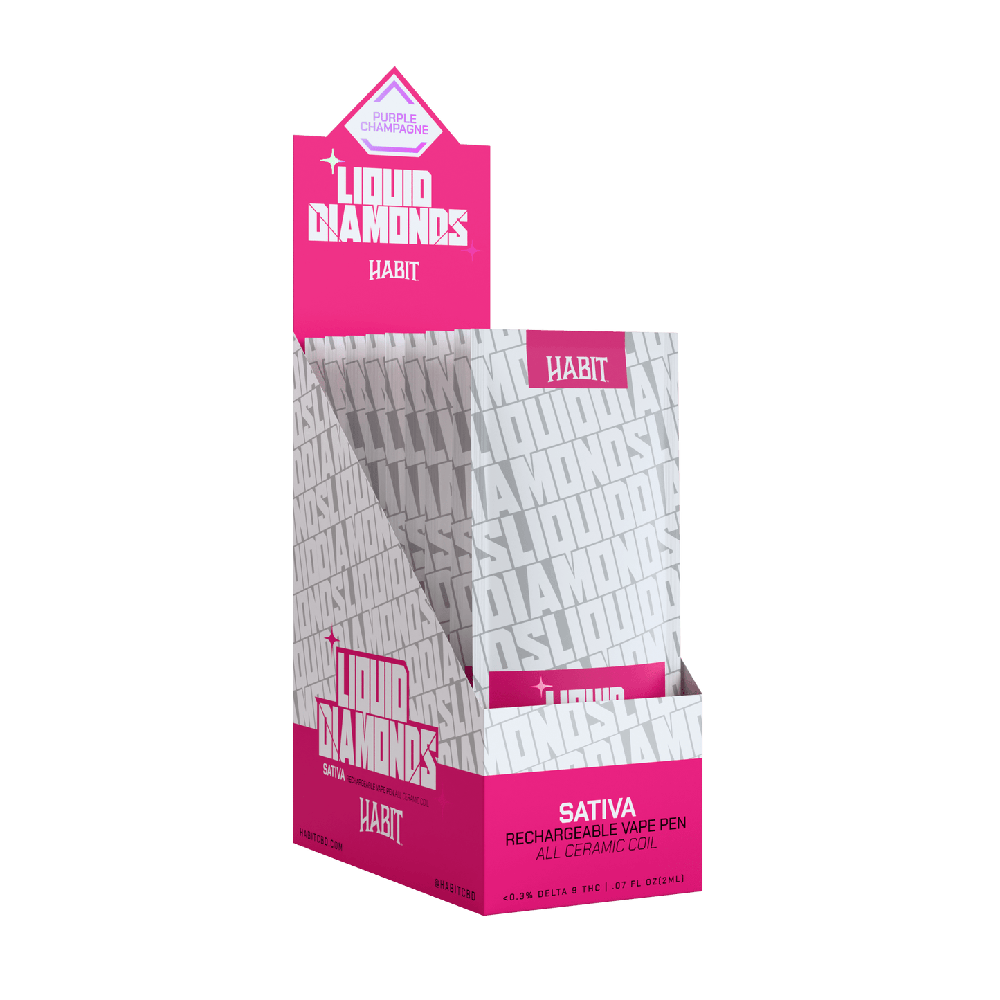 THCP Liquid Diamonds - Purple Champagne 2g Rechargeable Vape (Sativa) - 10 Pack - Tree Spirit Wellness