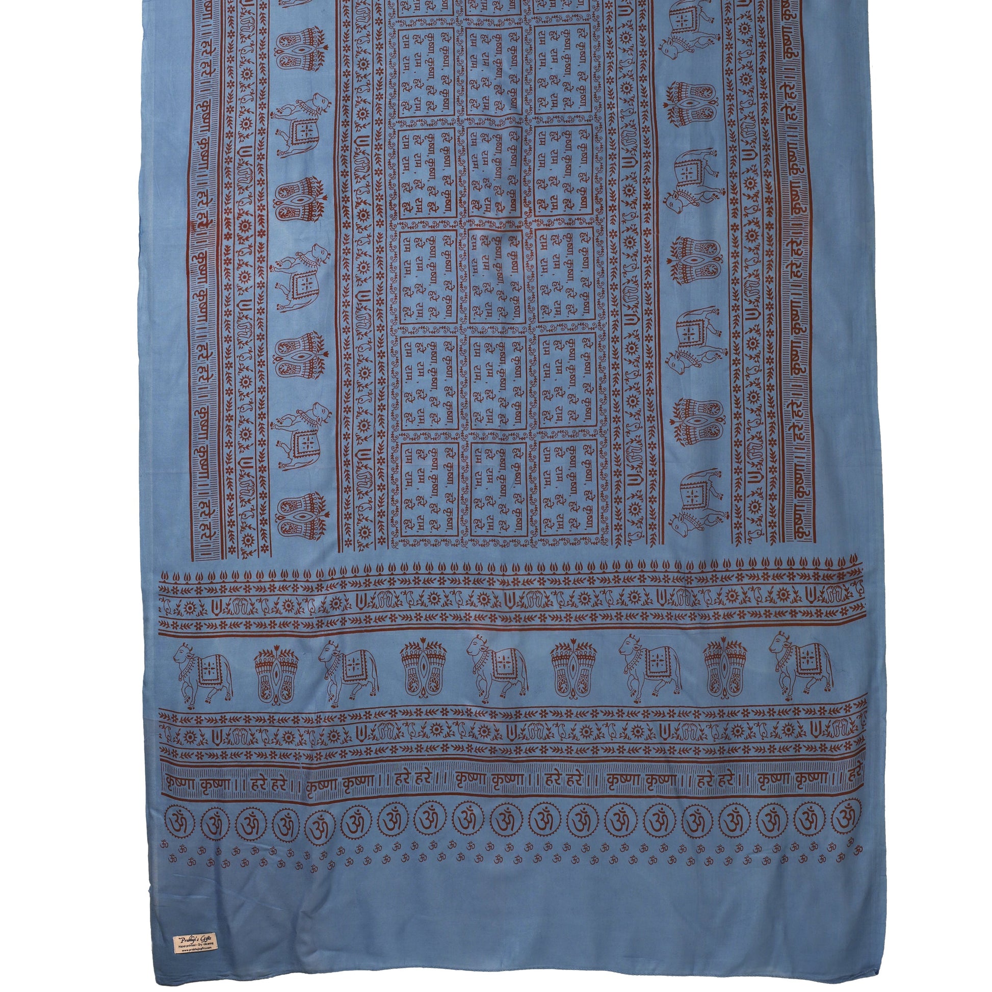 Prabhuji's Gifts - Meditation Yoga Prayer Shawl - Maha Mantra - Denim Blue Large