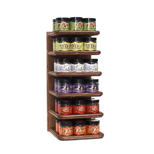 Wholesale Opening Bundle - Herbal Resin Incense - Display Rack with 6 - Fragrance Intention Line 2.4 oz (68g) Jars - 36 Packs - Tree Spirit Wellness