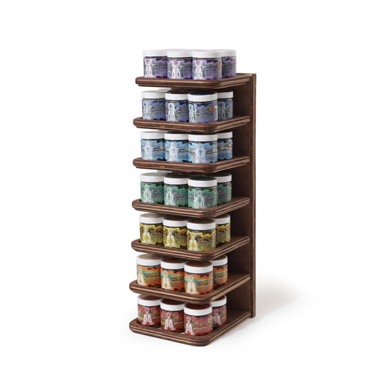 Wholesale Opening Bundle - Herbal Resin Incense - Display Rack with 7 - Chakra Line 2.4 oz (68g) Jars - 42 Packs - Tree Spirit Wellness