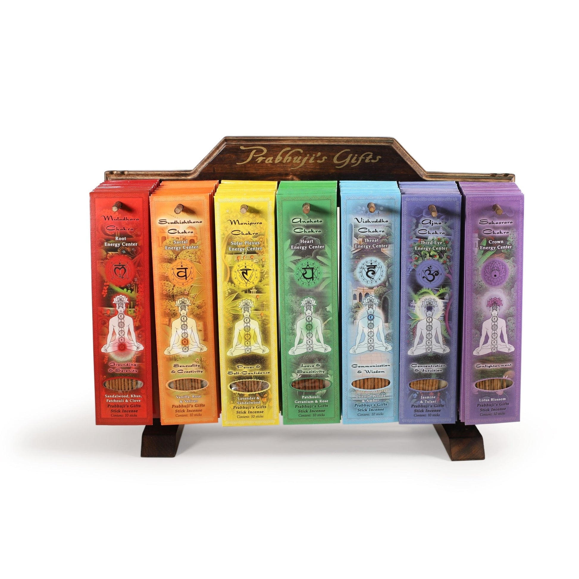 Wholesale Opening Bundle - Incense - Display Rack with 7 - Chakra Incense Line - 91 Packs - Tree Spirit Wellness