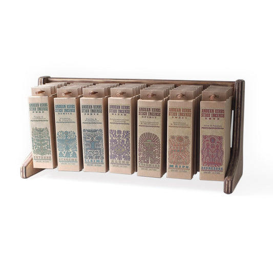 Wholesale Opening Bundle - Smudging Incense - Display Rack with Andean Herbs Line Incense sticks 7 - Products Variety - 42 Packs - Tree Spirit Wellness