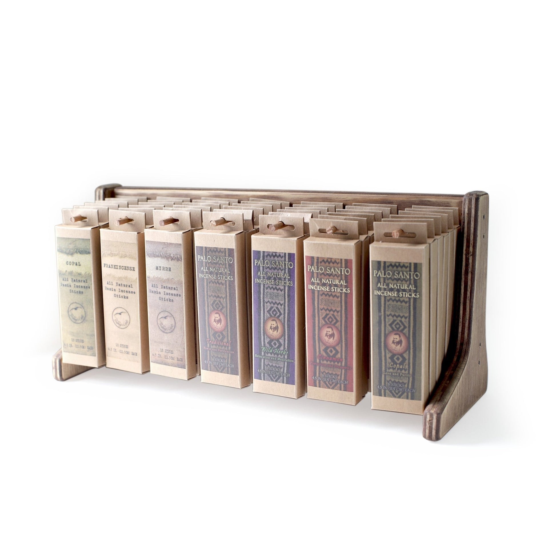 Wholesale Opening Bundle - Smudging Incense - Display Rack with Palo Santo and Natural Resin Incense sticks 7 - Products Variety - 42 Packs - Tree Spirit Wellness
