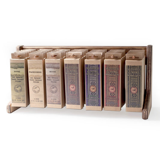Wholesale Opening Bundle - Smudging Incense - Display Rack with Palo Santo and Natural Resin Incense sticks 7 - Products Variety - 42 Packs - Tree Spirit Wellness
